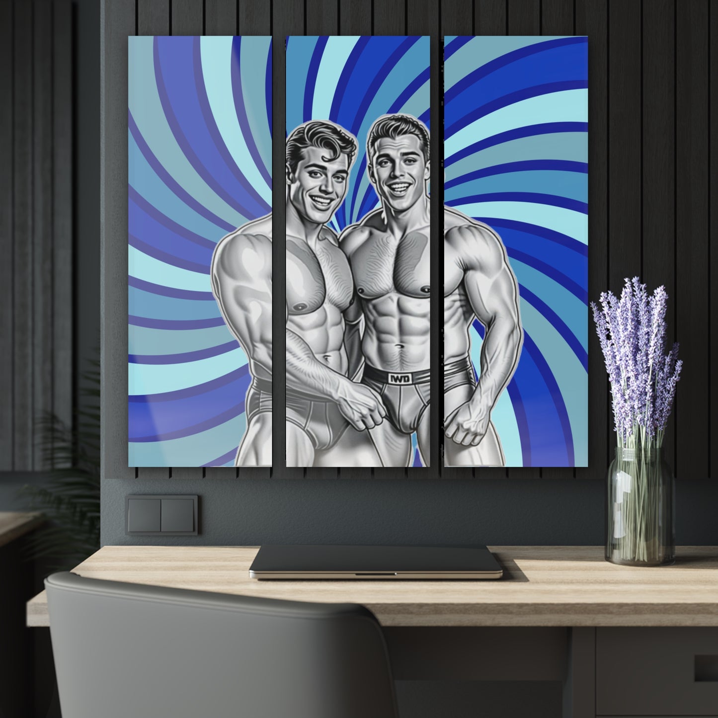 Swirl Boys - Acrylic Triptych – Beefcake Originals - 36"x 12"