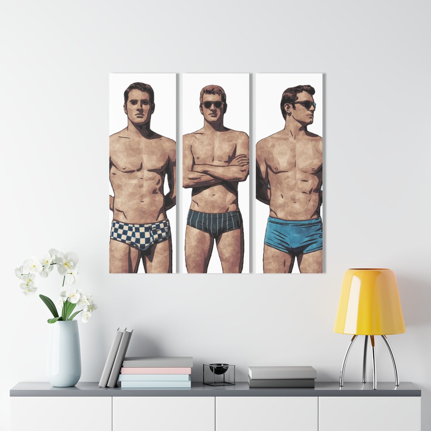 Acrylic Prints Triptych - Vintage Boys of Summer Beach Scene Wall Art Set