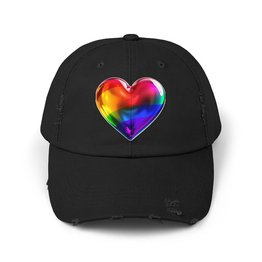 🌈PRIDE COLLECTION-THE BIG HEART-ON-DISTRESSED HAT
