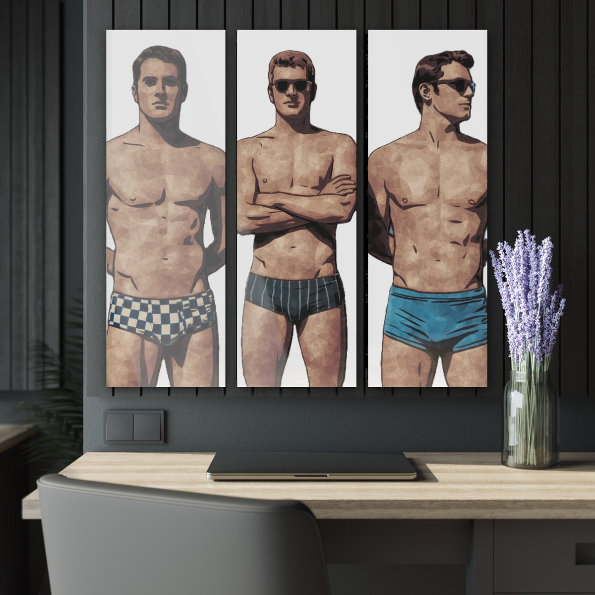 🏖️BOYS OF SUMMER - BEACHSIDE -TRIPTYCH ACRYLIC PRINT 36"x 12"