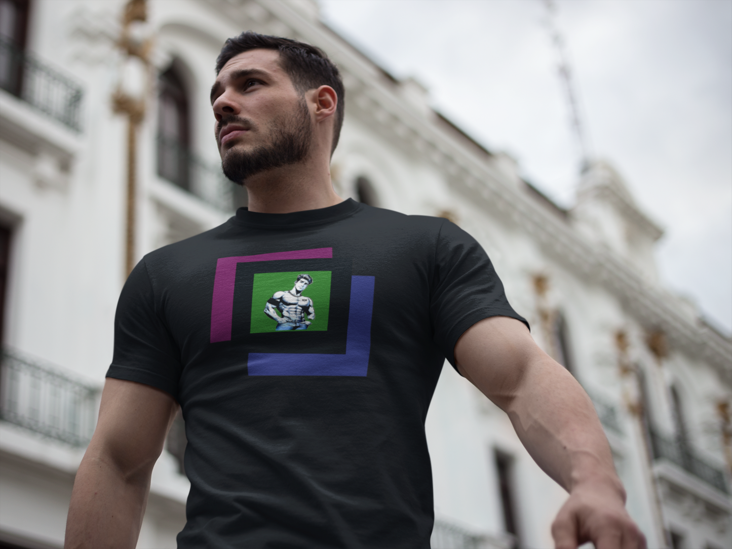 Blue Steel Print Tee-Flex in Full Color