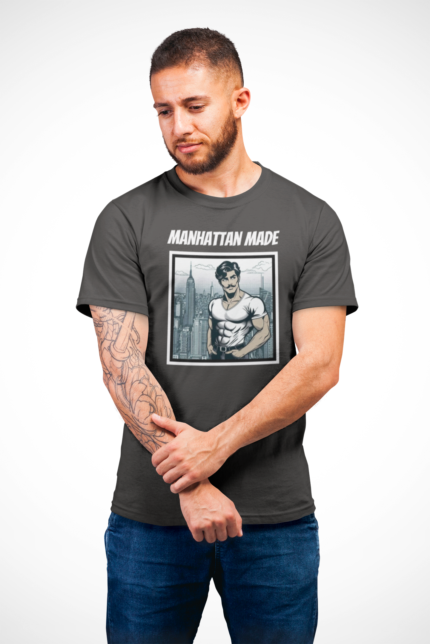 NYC Beefcake Tee- Manhattan Made, Muscle Powered. NYC Approved