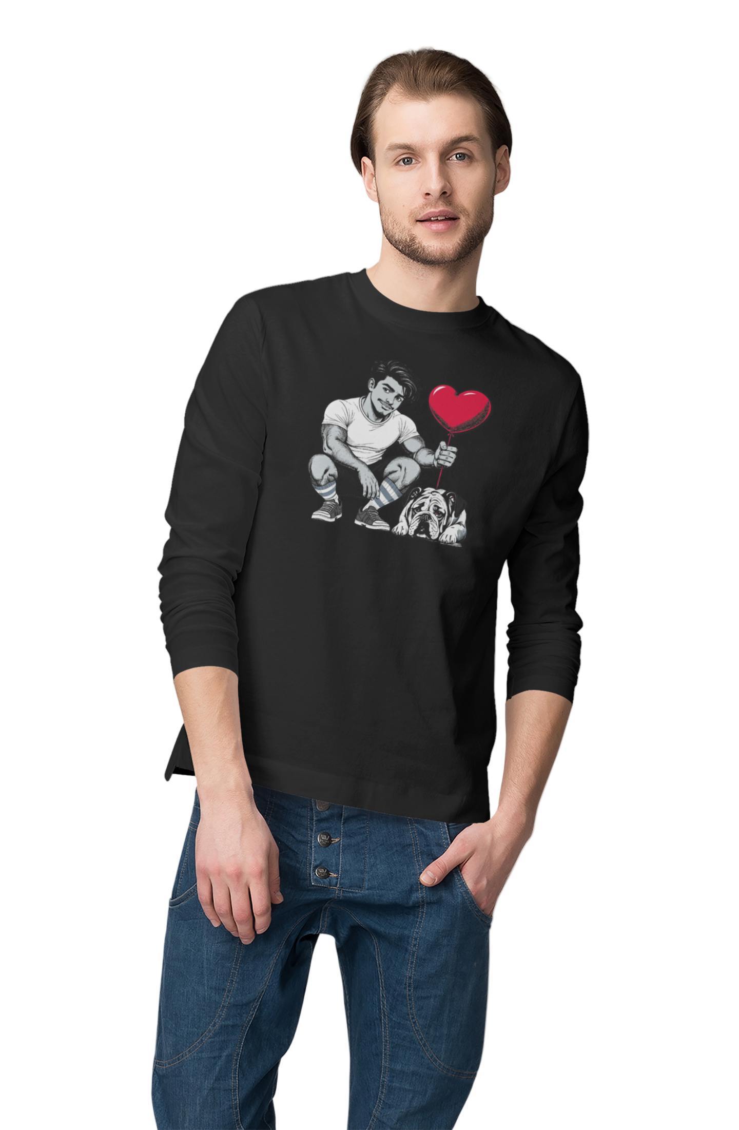 Puppy Love, Beefcake Style, Men’s Long sleeve Tee,