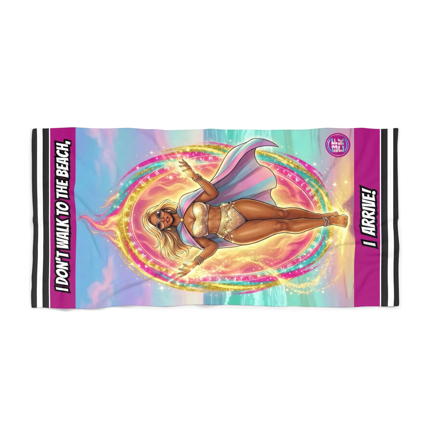 ROXY "I DON'T WALK TO THE BEACH, I ARRIVE" PREMIUM TOWEL- FIRE ISLAND PORTAL EDITION