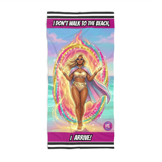 ROXY "I DON'T WALK TO THE BEACH, I ARRIVE" PREMIUM TOWEL- FIRE ISLAND PORTAL EDITION