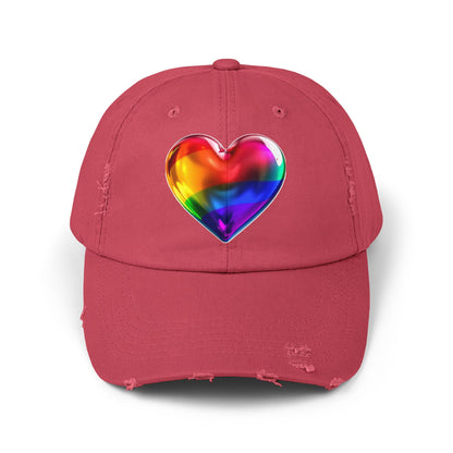 🌈PRIDE COLLECTION-THE BIG HEART-ON-DISTRESSED HAT