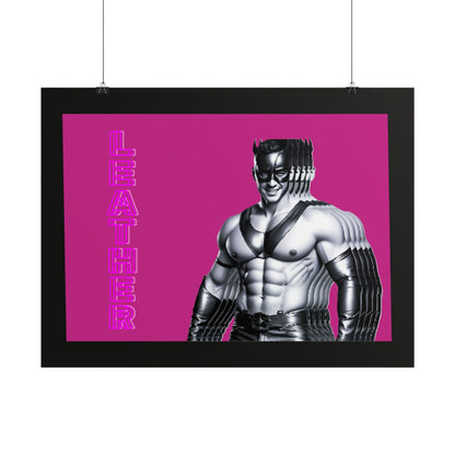 Leather Muscle Poster — Vintage Fetish Art Rolled Poster (Pink)