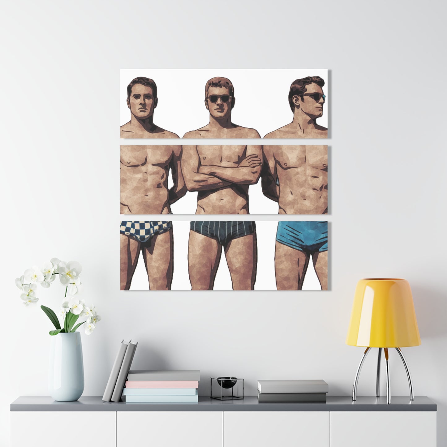 Acrylic Prints Triptych - Vintage Boys of Summer Beach Scene Wall Art Set