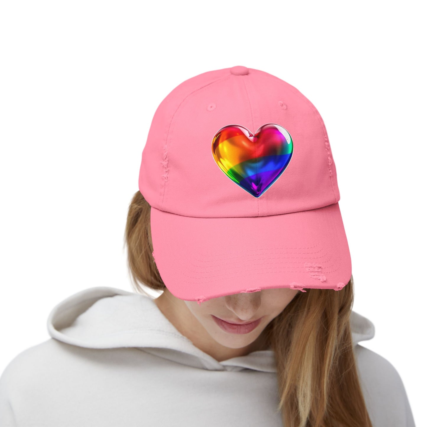 🌈PRIDE COLLECTION-THE BIG HEART-ON-DISTRESSED HAT