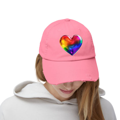 🌈PRIDE COLLECTION-THE BIG HEART-ON-DISTRESSED HAT