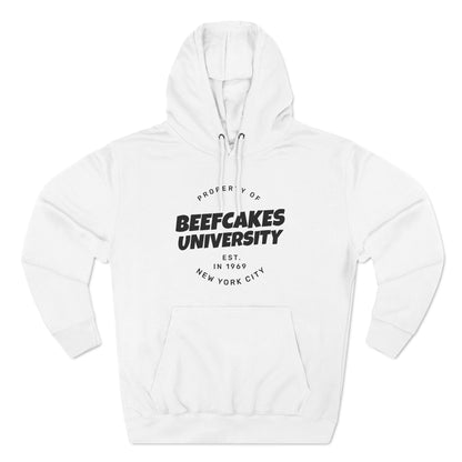 PROPERTY OF BEEFCAKE UNIVERSITY, Three-Panel Fleece Hoodie