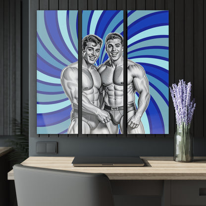 SWIRL BOYS - ACRYLIC TRIPTYCH – BEEFCAKE ORIGINALS - 36"x 12"