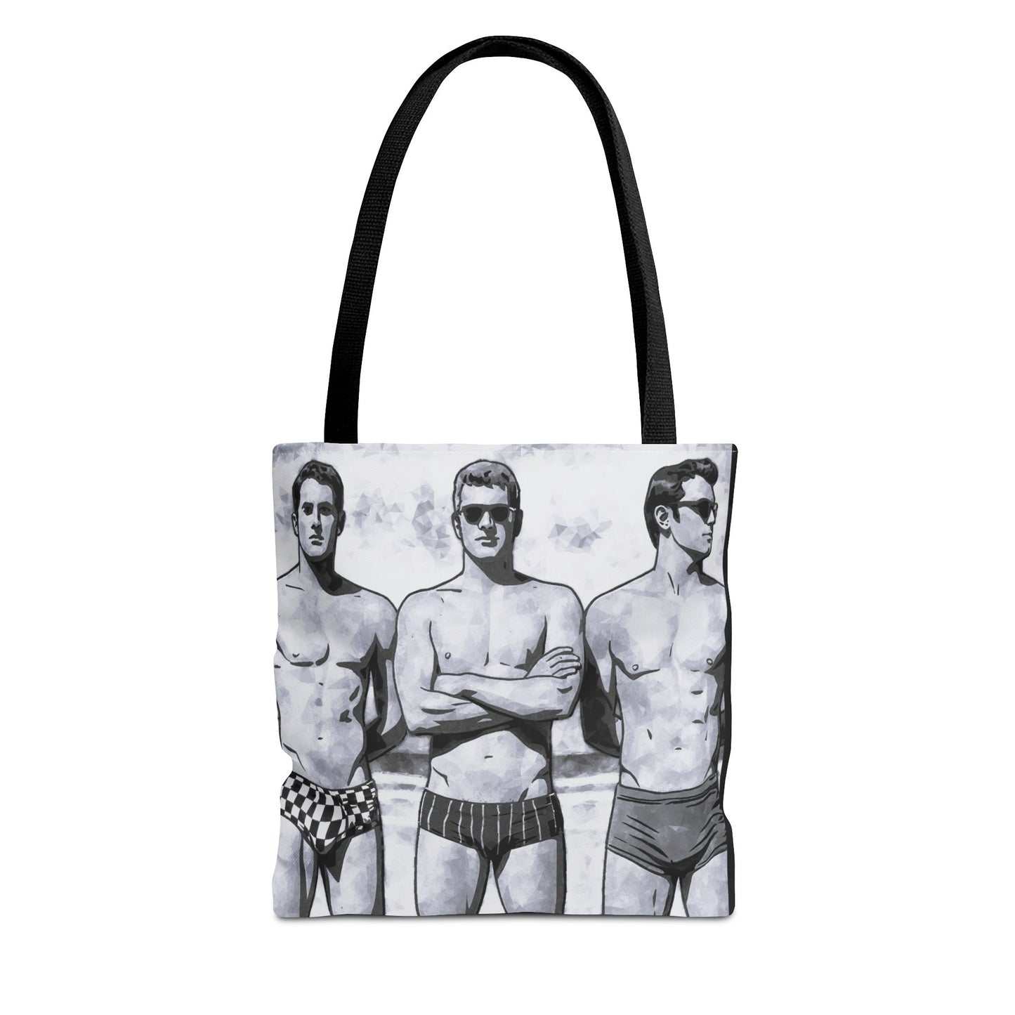 VINTAGE BEEFCAKE BOYS OF SUMMER, TOTE BAG BLACK AND WHITE