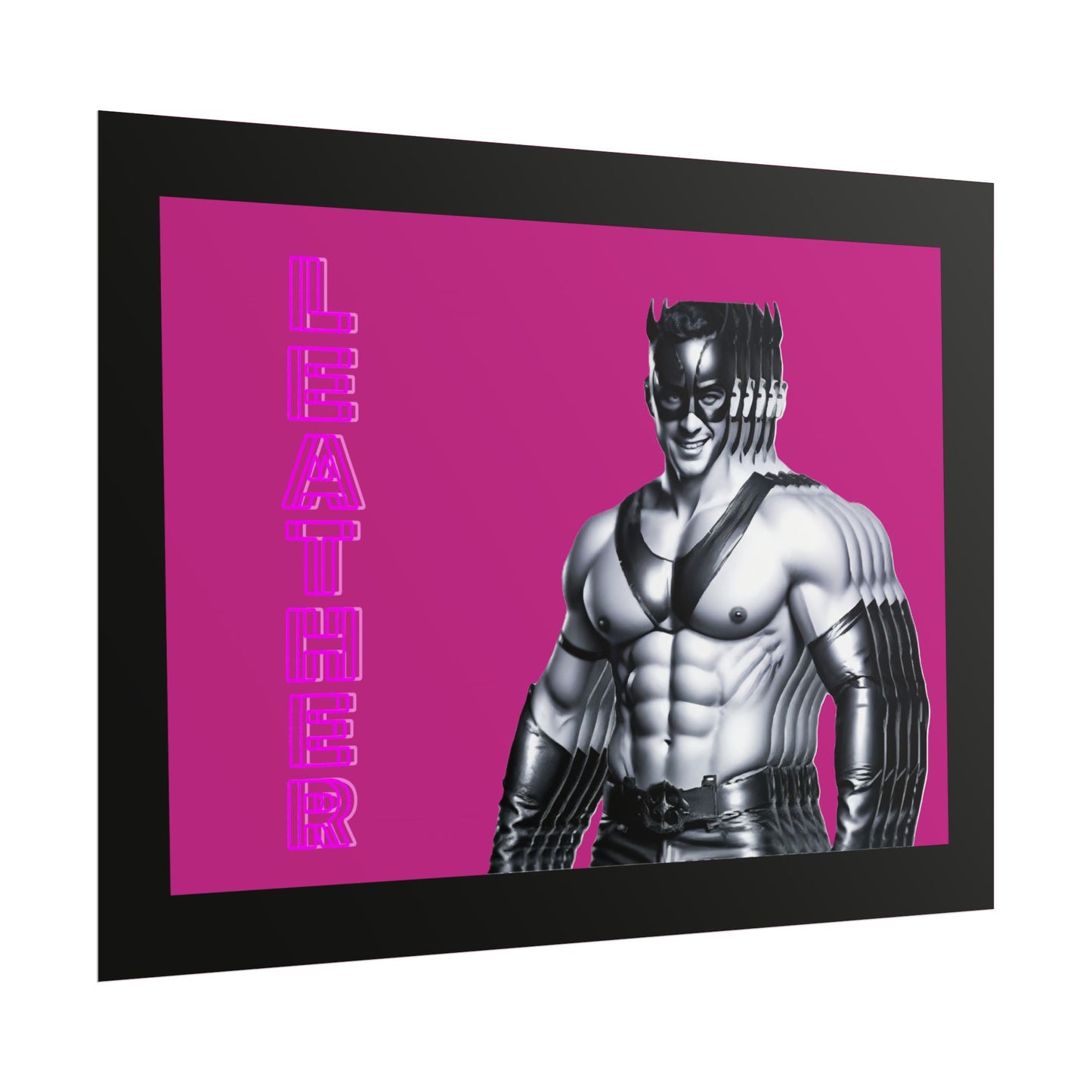 Leather Muscle Poster — Vintage Fetish Art Rolled Poster (Pink)