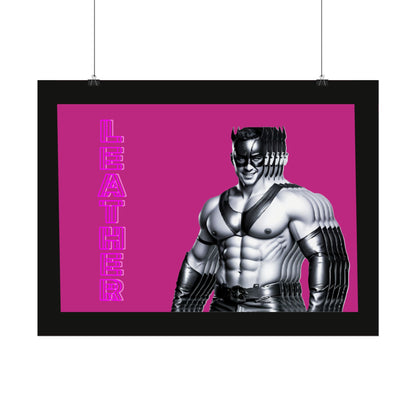 Leather Muscle Poster — Vintage Fetish Art Rolled Poster (Pink)