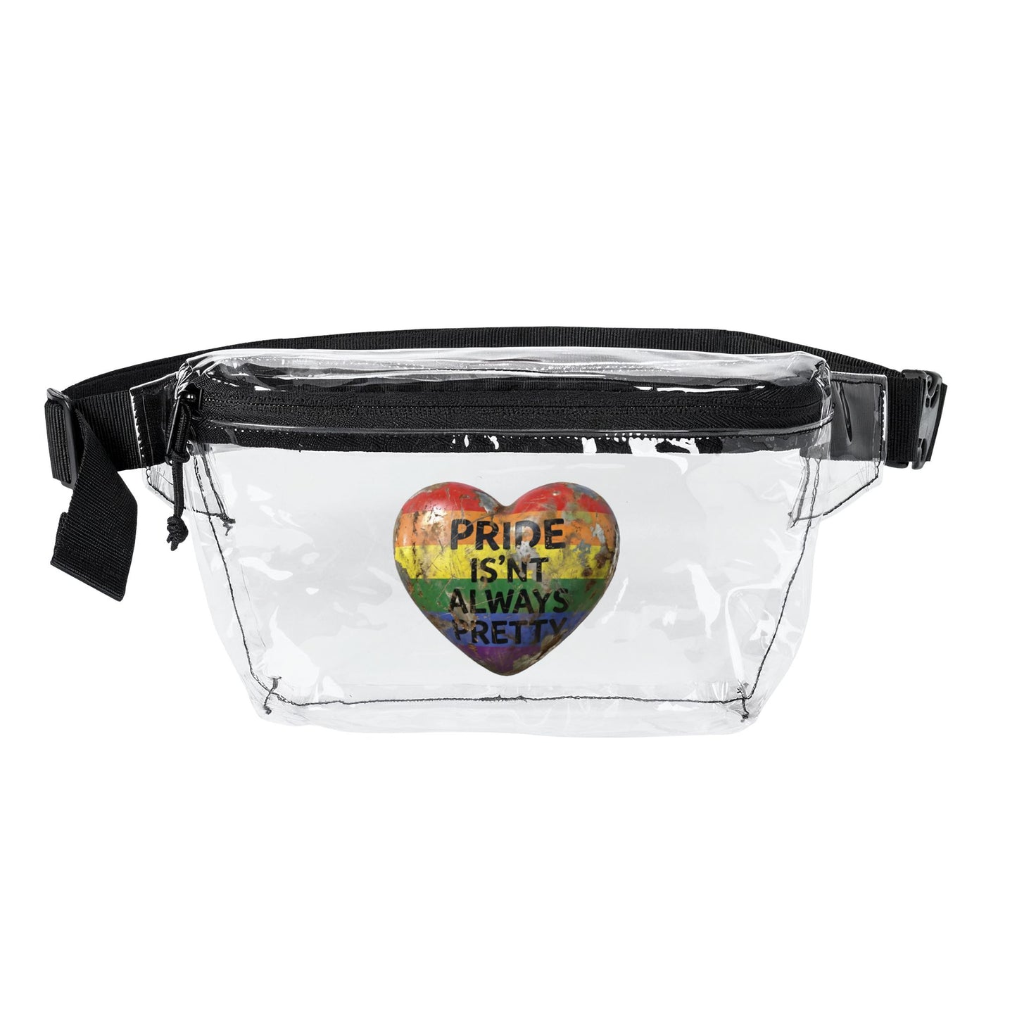 🌈PRIDE COLLECTION-"PRIDE IS'NT ALWAYS PRETTY" FANNY PACK – TRANSPARENT OR BLACK