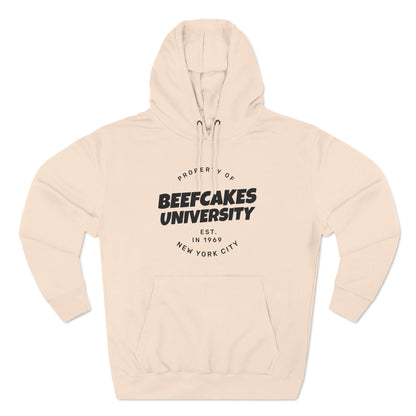 PROPERTY OF BEEFCAKE UNIVERSITY, Three-Panel Fleece Hoodie