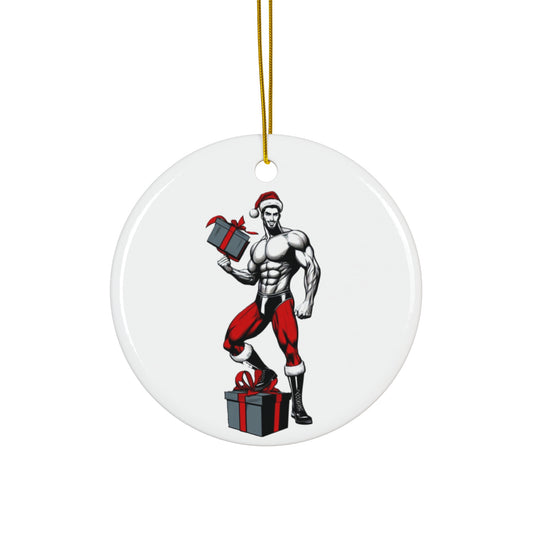 BEEFCAKE PAPI SANTA, CERAMIC ORNAMENT