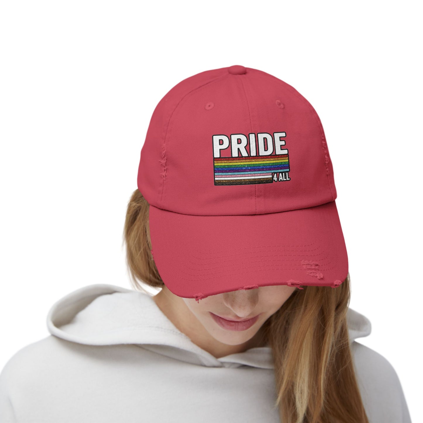 🌈PRIDE 4 ALL- DISTRESSED HAT