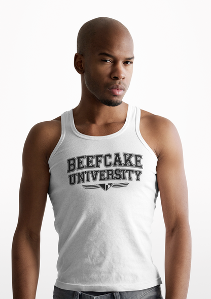 BEEFCAKE UNIVERSITY JERSEY TANK— VINTAGE COLLEGIATE GYM SHIRT