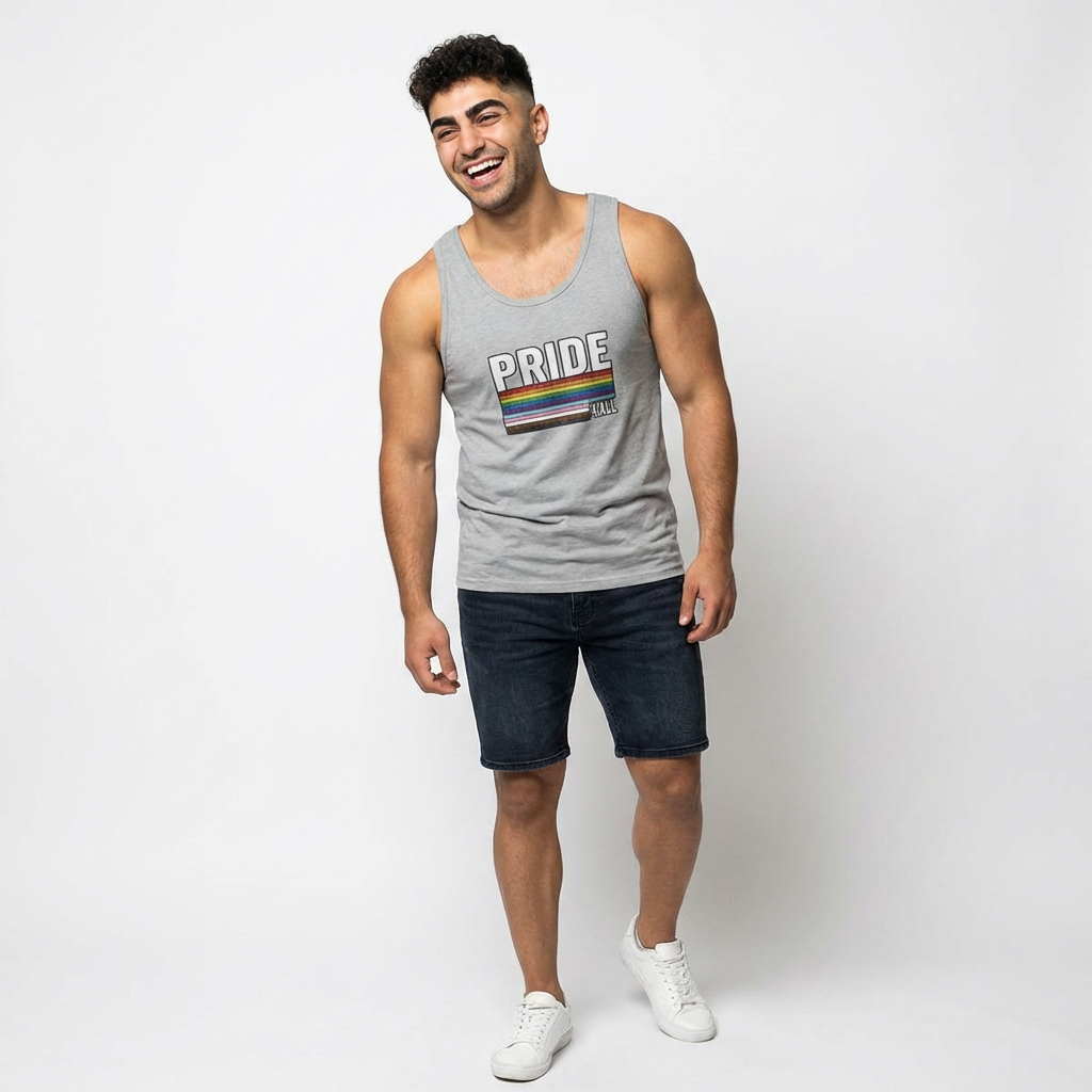🌈PRIDE COLLECTION -"PRIDE 4 ALL" -RETRO GLITTER STRIPE TANK TOP