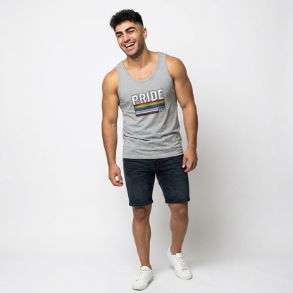 🌈PRIDE COLLECTION -"PRIDE 4 ALL" -RETRO GLITTER STRIPE TANK TOP