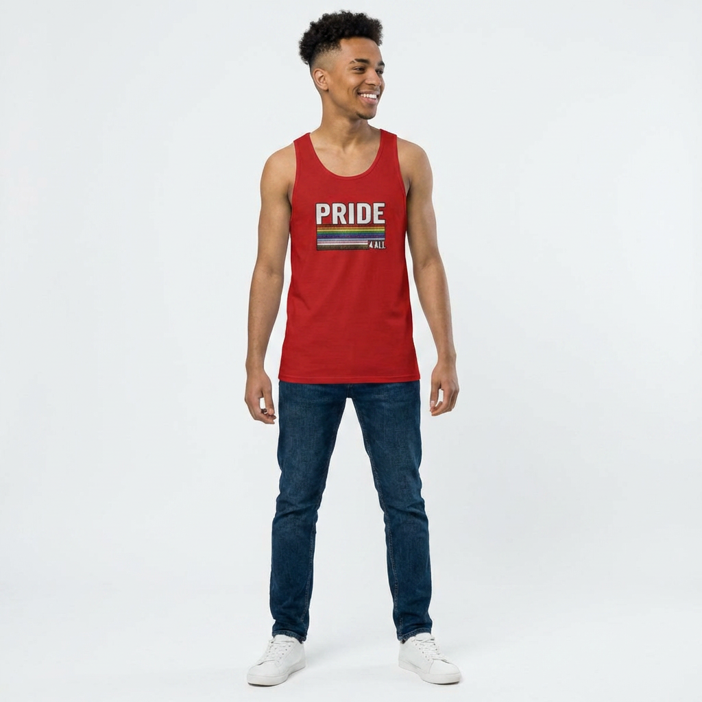 🌈PRIDE COLLECTION -"PRIDE 4 ALL" -RETRO GLITTER STRIPE TANK TOP
