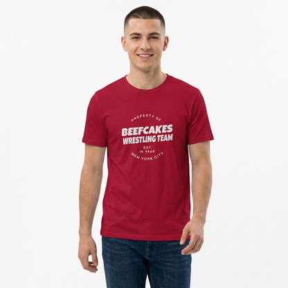 "BEEFCAKES WRESTLING TEAM PROPERTY" TEE- VINTAGE 1969 EDITION