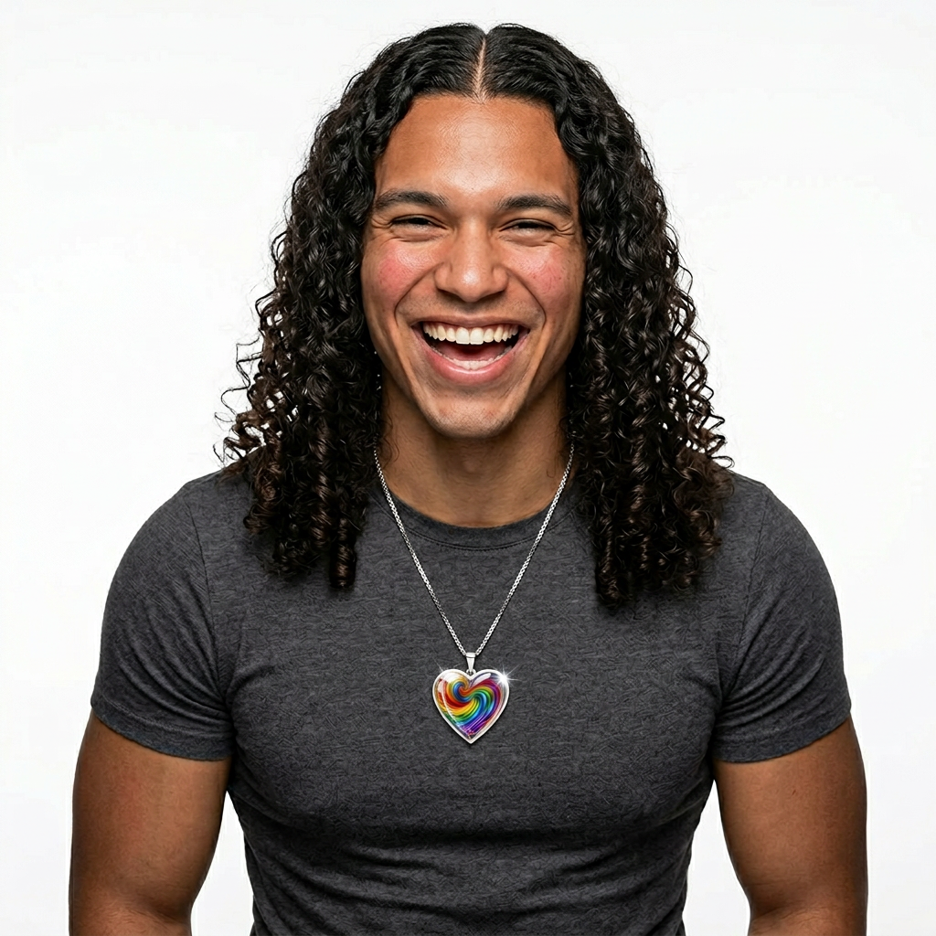 🌈 SWIRLED RAINBOW PRIDE HEART PENDANT- BEEFCAKESNYC EDITION