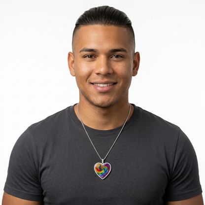 🌈 SWIRLED RAINBOW PRIDE HEART PENDANT- BEEFCAKESNYC EDITION