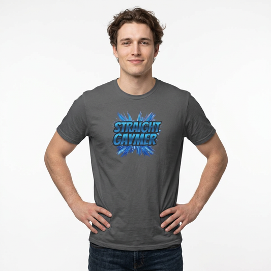 STRAIGHT GAYMER MODE TEE-COMIC STYLE GAMING GRAPHIC