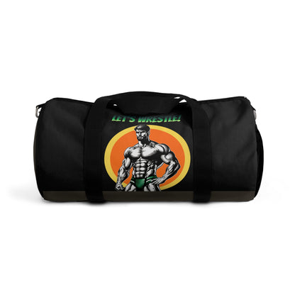LET’S WRESTLE!- RETRO BEEFCAKES DUFFEL BAG IN BLACK (LIMITED EDITION)