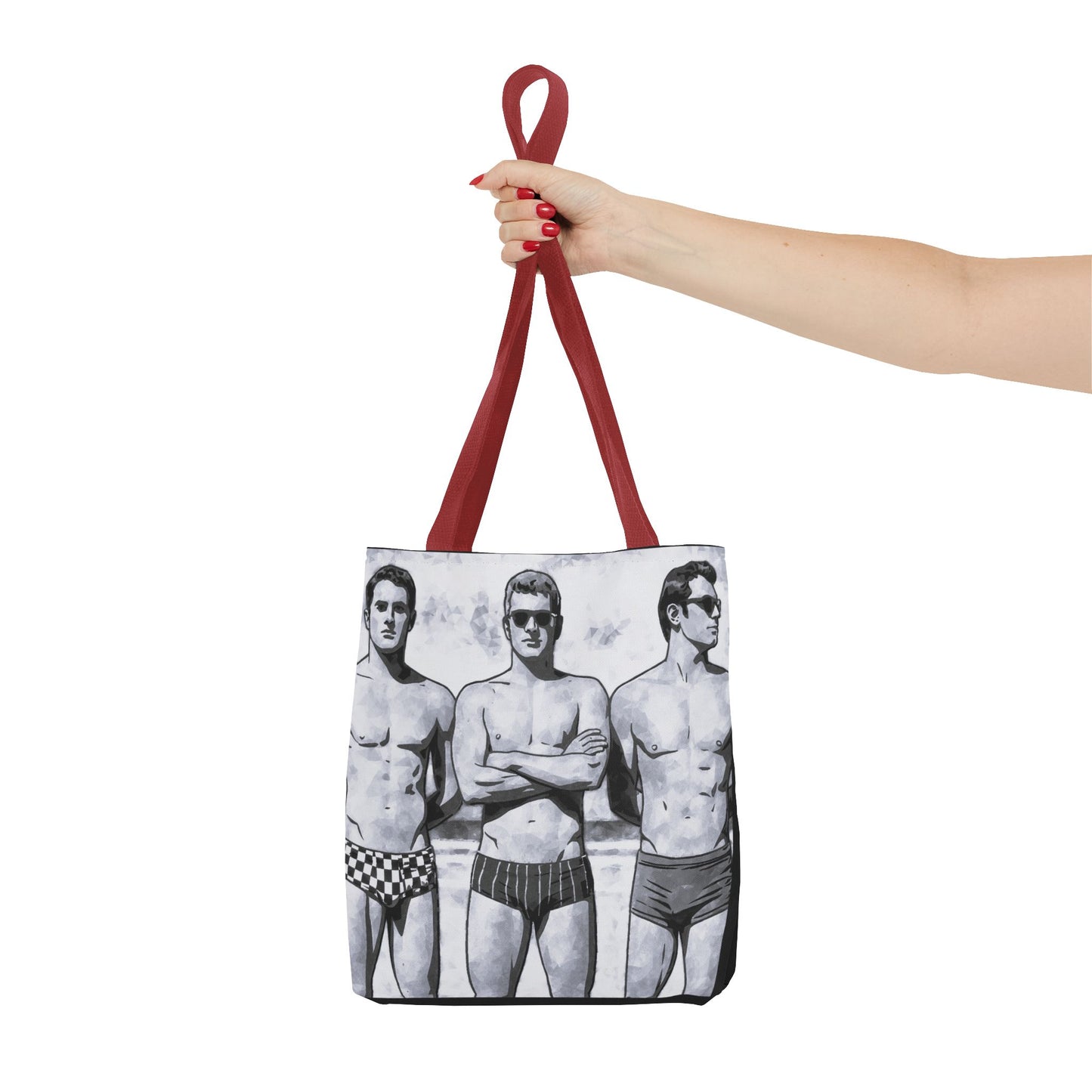 VINTAGE BEEFCAKE BOYS OF SUMMER, TOTE BAG BLACK AND WHITE