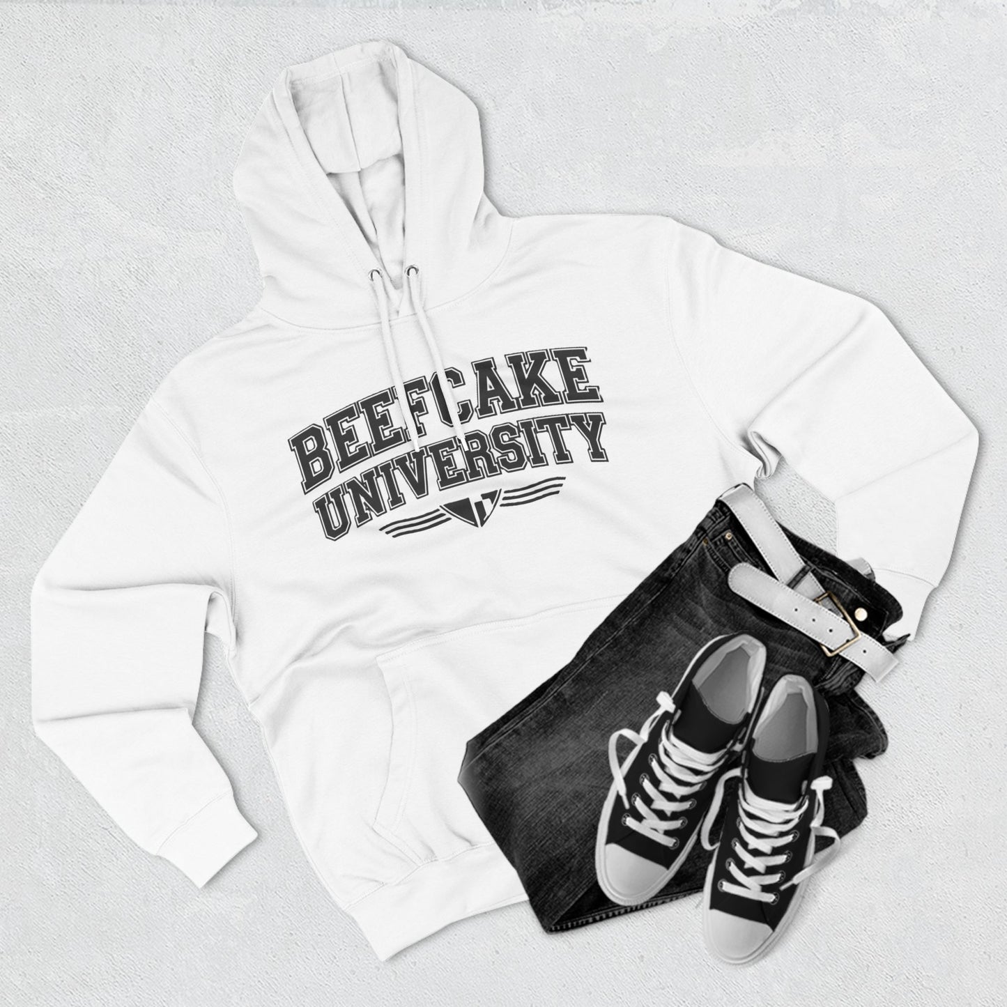 BEEFCAKE UNIVESITY/Three-Panel Fleece Hoodie