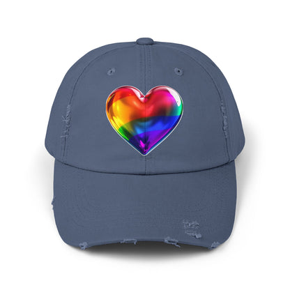 🌈PRIDE COLLECTION-THE BIG HEART-ON-DISTRESSED HAT