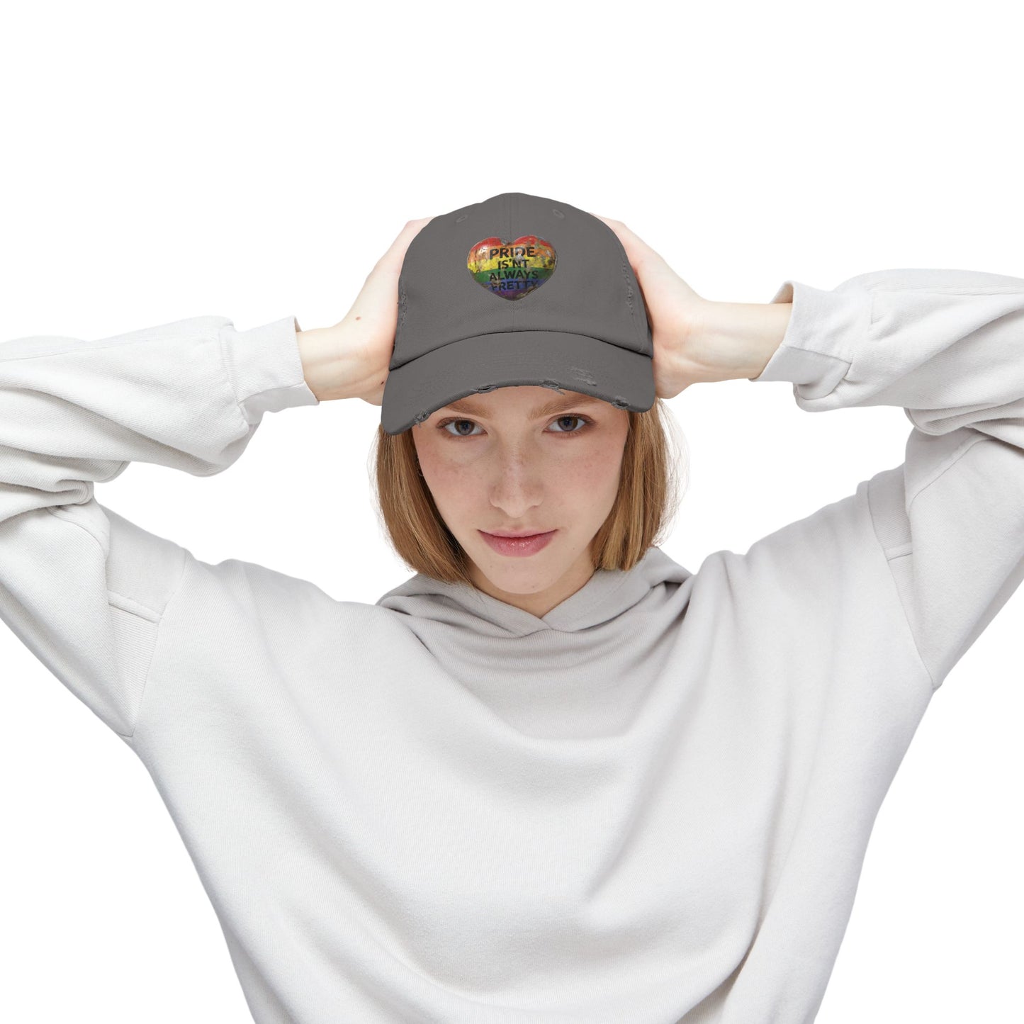 🌈PRIDE COLLECTION-"PRIDE IS'NT ALWAYS PRETTY" - DISTRESSED HAT