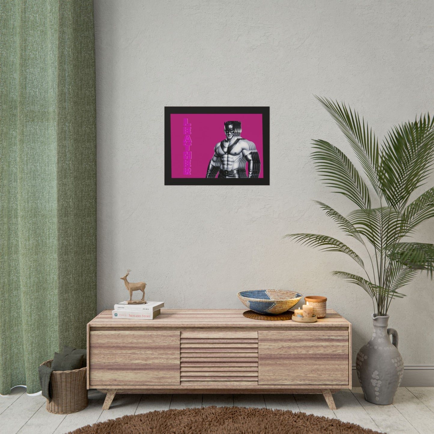 Leather Muscle Poster — Vintage Fetish Art Rolled Poster (Pink)