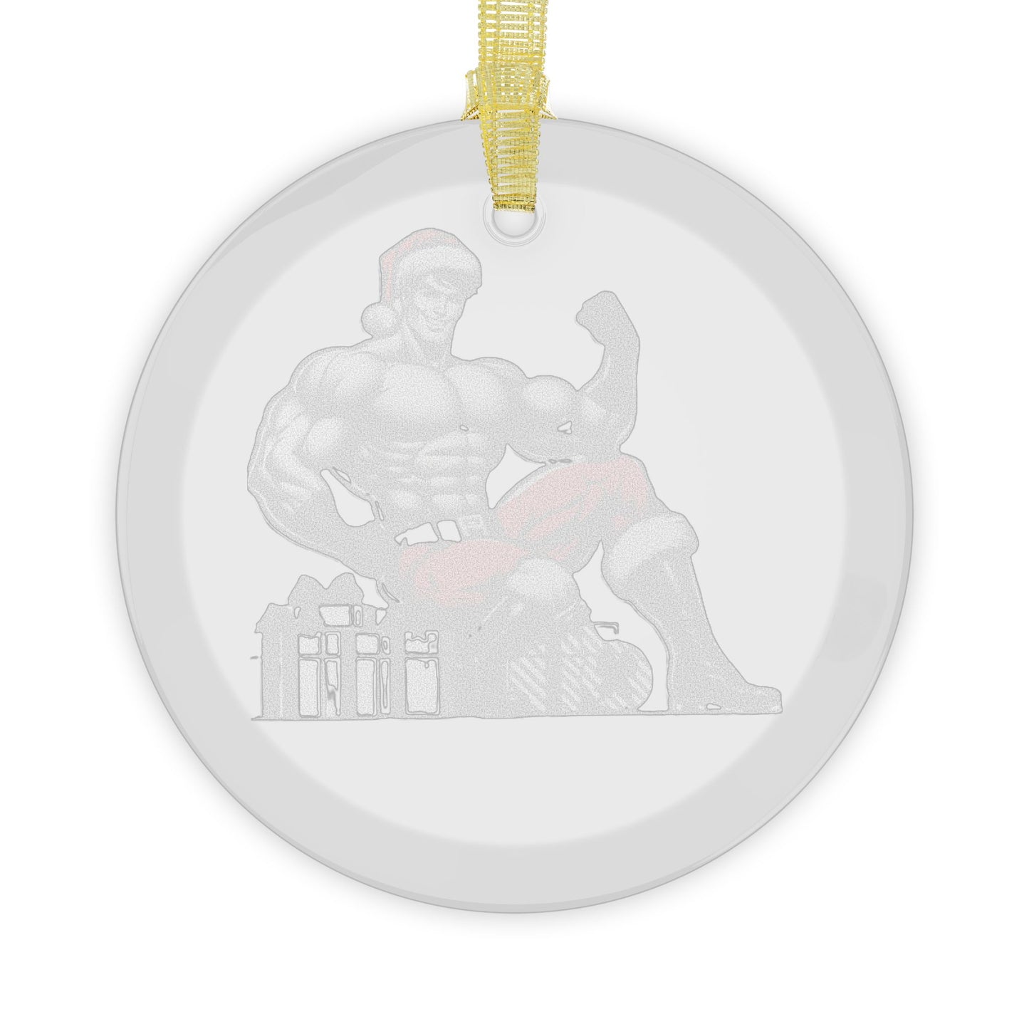 BEEFCAKE SANTA FIST, GLASS ORNAMENT