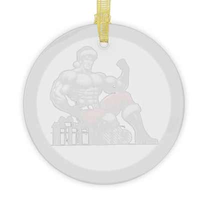 BEEFCAKE SANTA FIST, GLASS ORNAMENT