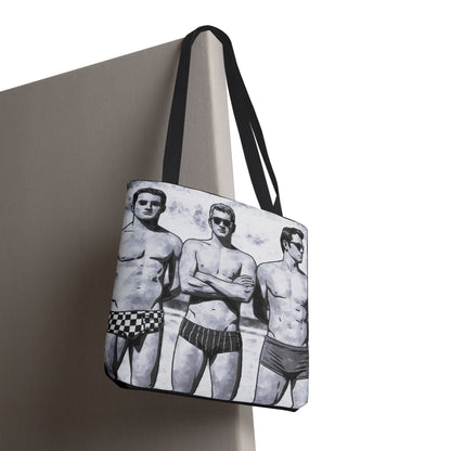 VINTAGE BEEFCAKE BOYS OF SUMMER, TOTE BAG BLACK AND WHITE