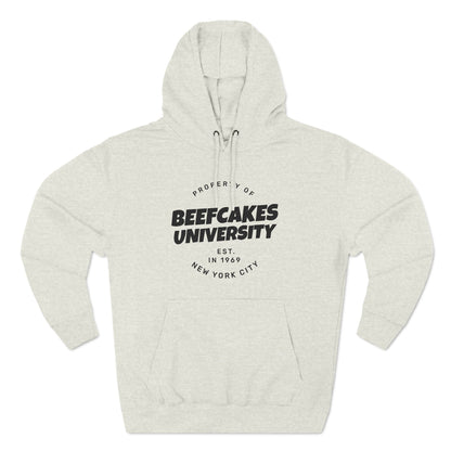 PROPERTY OF BEEFCAKE UNIVERSITY, Three-Panel Fleece Hoodie