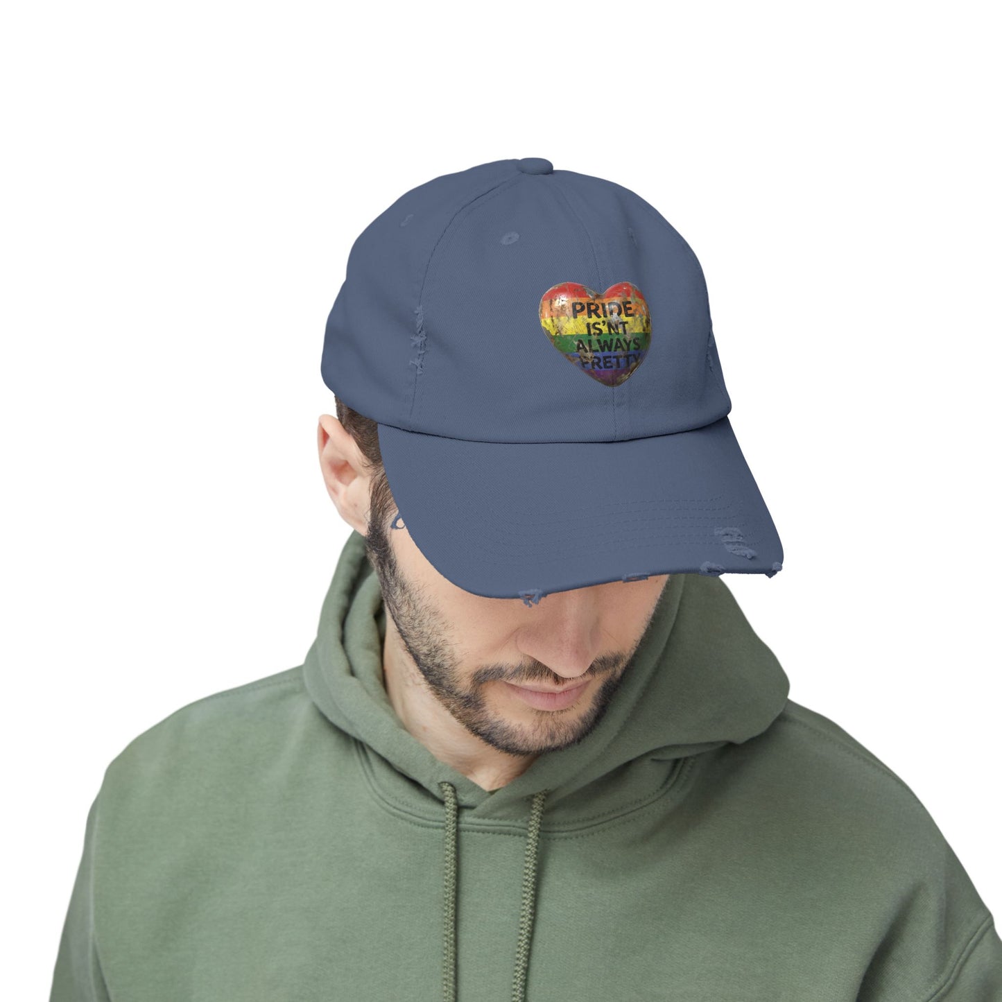 🌈PRIDE COLLECTION-"PRIDE IS'NT ALWAYS PRETTY" - DISTRESSED HAT