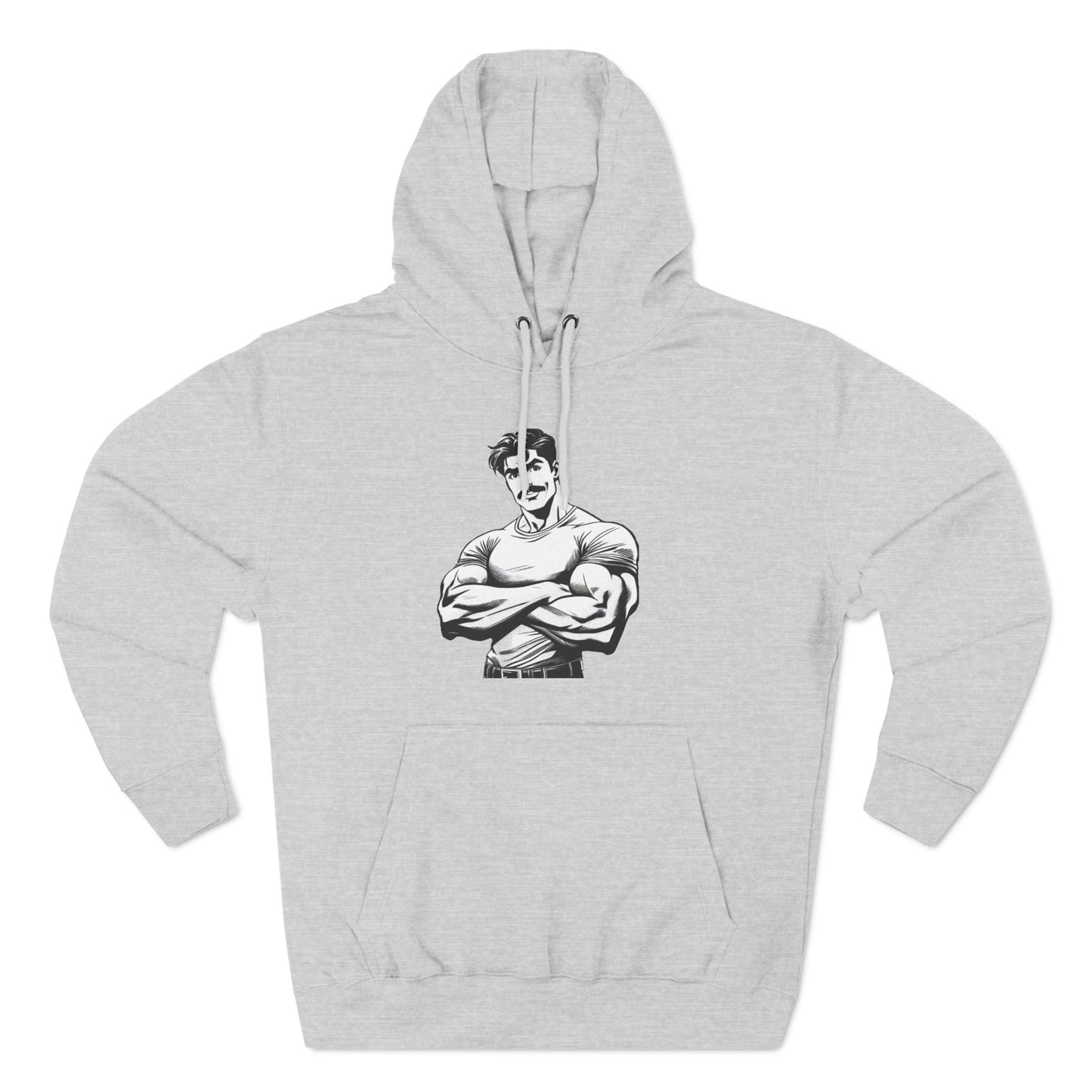 BEEFCAKE MAN, THREE_PANEL FLEECE HOODIE