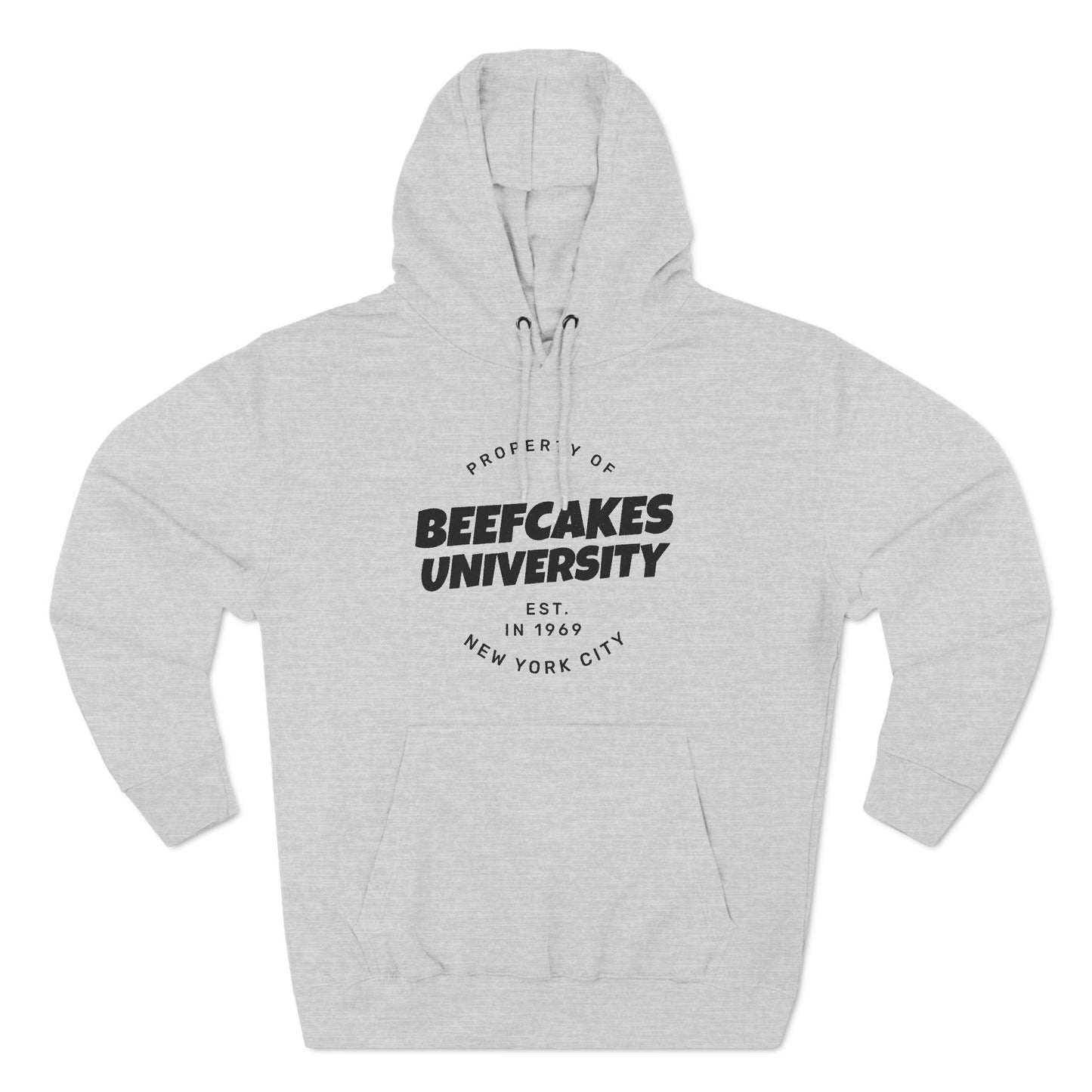 PROPERTY OF BEEFCAKE UNIVERSITY, Three-Panel Fleece Hoodie