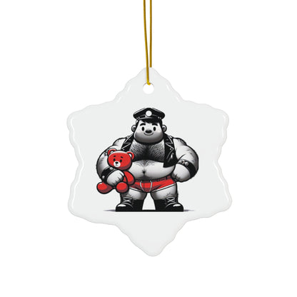 BEEFCAKE BEAR-BEAR ON CERAMIC ORNAMENT, 2 SHAPES