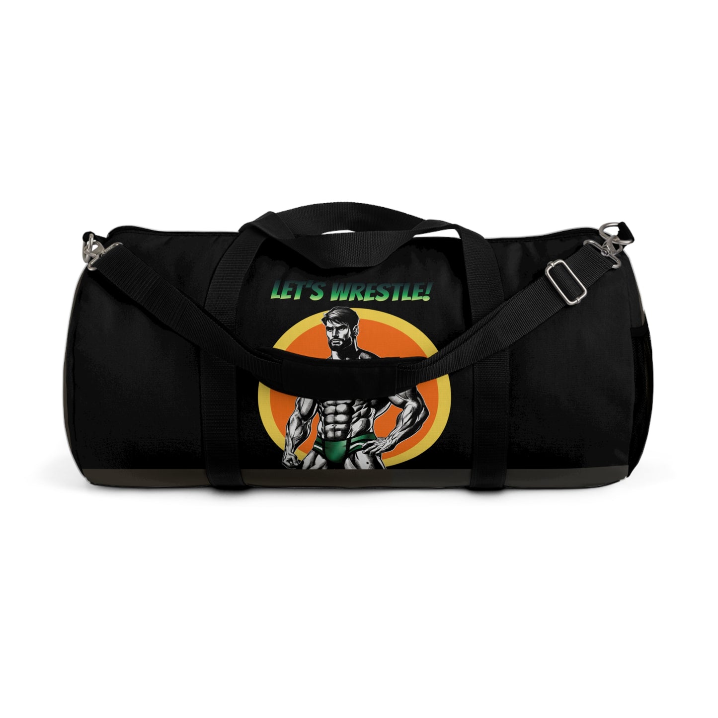 LET’S WRESTLE!- RETRO BEEFCAKES DUFFEL BAG IN BLACK (LIMITED EDITION)