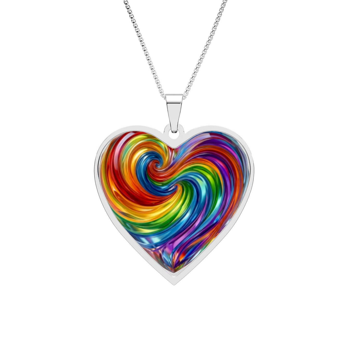 🌈 SWIRLED RAINBOW PRIDE HEART PENDANT- BEEFCAKESNYC EDITION