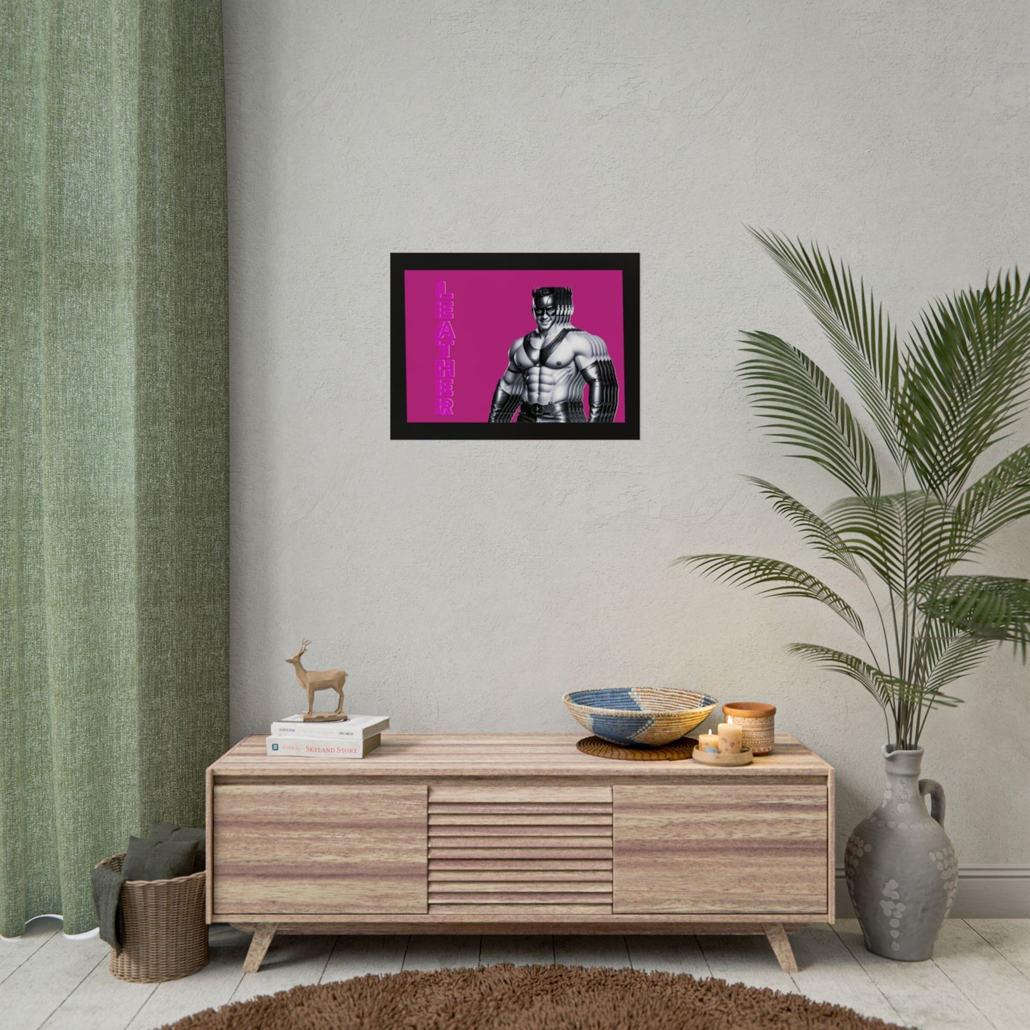Leather Muscle Poster — Vintage Fetish Art Rolled Poster (Pink)