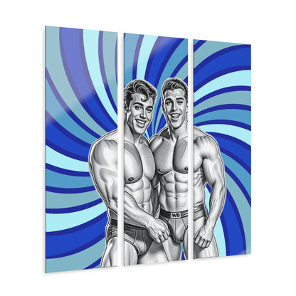 SWIRL BOYS - ACRYLIC TRIPTYCH – BEEFCAKE ORIGINALS - 36"x 12"