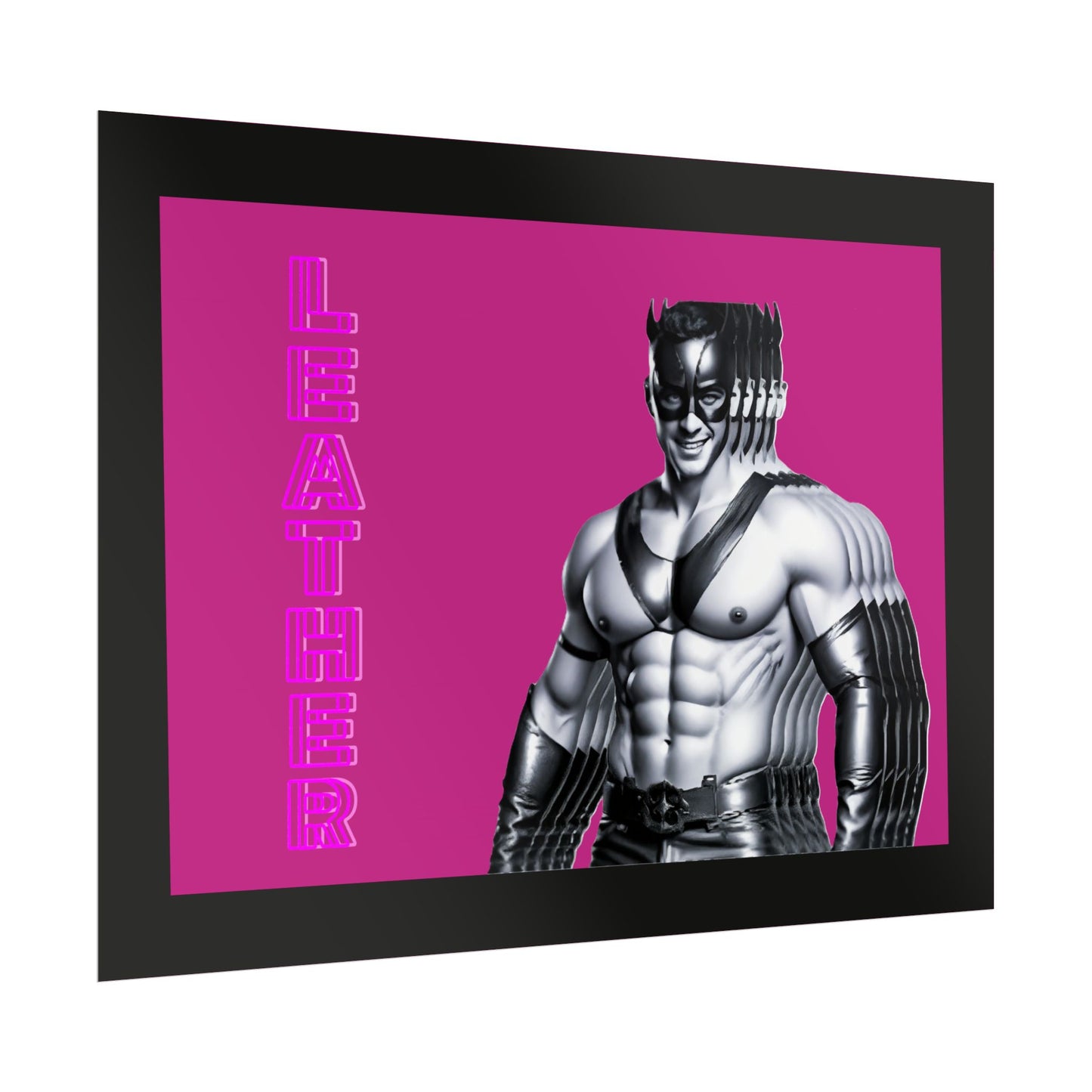 Leather Muscle Poster — Vintage Fetish Art Rolled Poster (Pink)